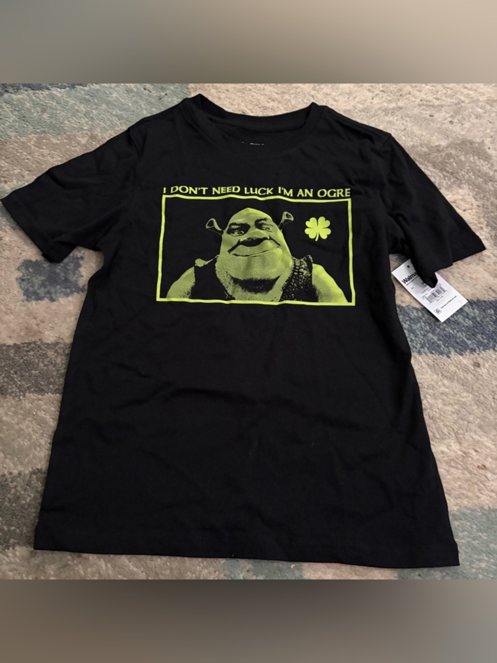 Shrek Graphic Black Tee with Neon Green Print